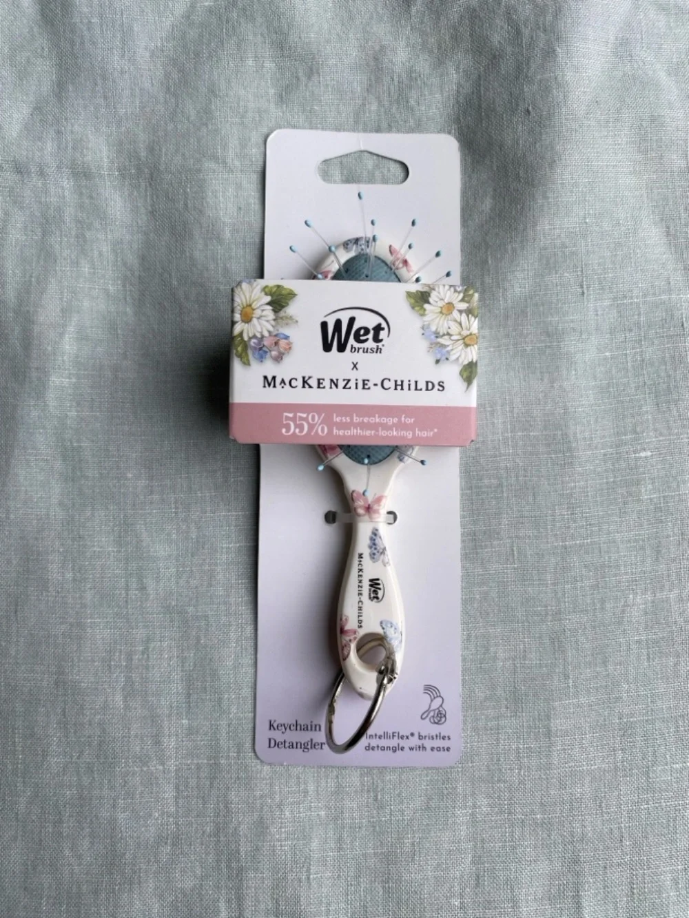 NWT Wet Brush x MacKenzie-Childs Butterfly Hill keychain detangler hair brush